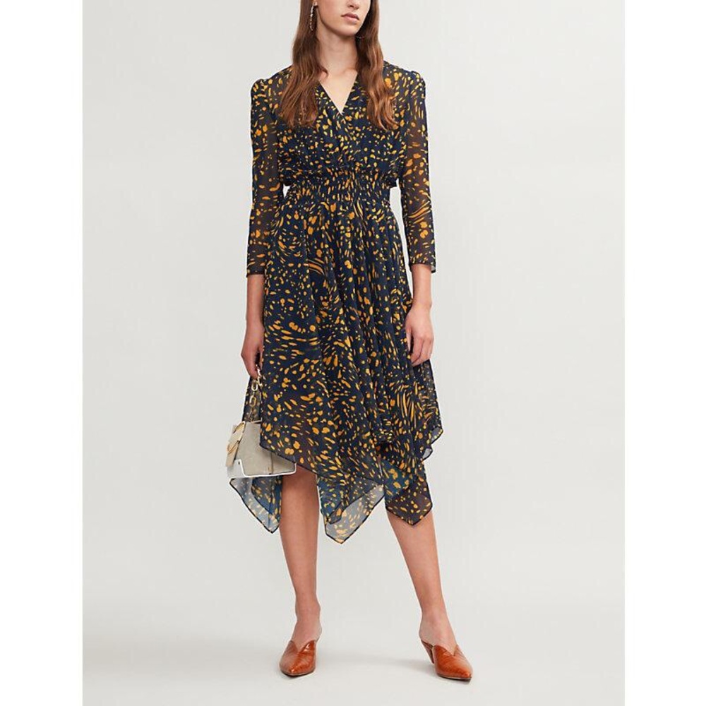 Maje Rayem Midi Dress In Print Blue b3b